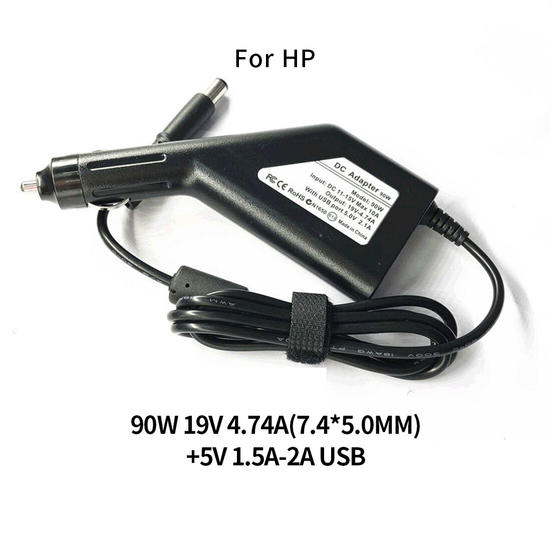90W Power Supply Car Charger Laptop For ACER/HP/DELL/Samsung/Lenovo/Asus 19V 4.74A with USB 2A