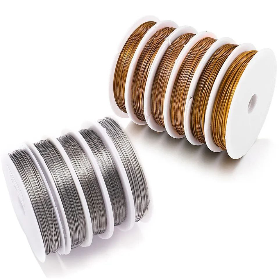 1 Roll Resistant Strong Line 0.6-0.8mm Stainless Steel Beading Wire Jewelry Cords String Gear Wire for DIY Bracelet Necklace Making