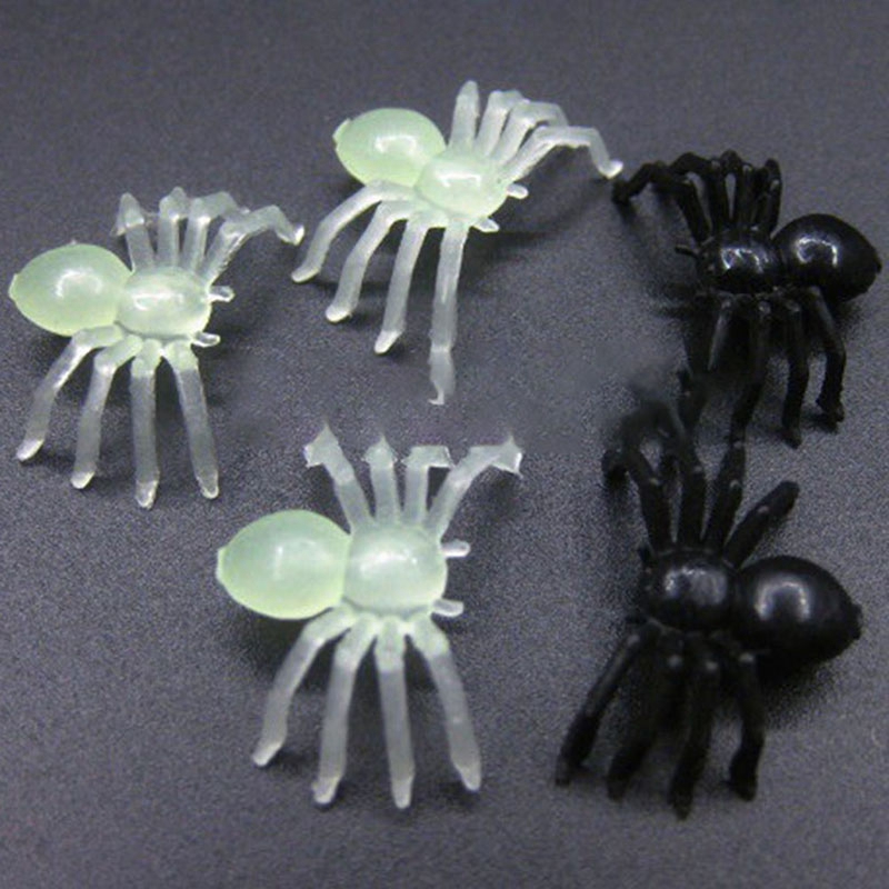mini black plastic halloween spiders