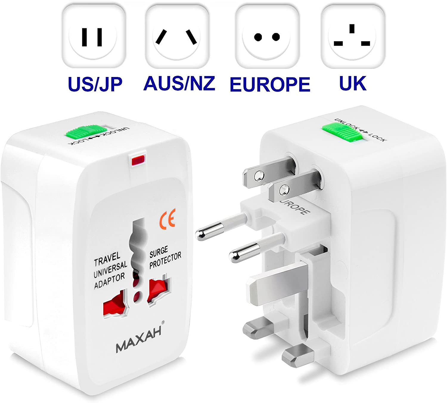 World Wide Universal Travel Plug Adapter All in 1 AC Power Charger Electrical Plug Adapter for AU EU UK US Plug with Pouch