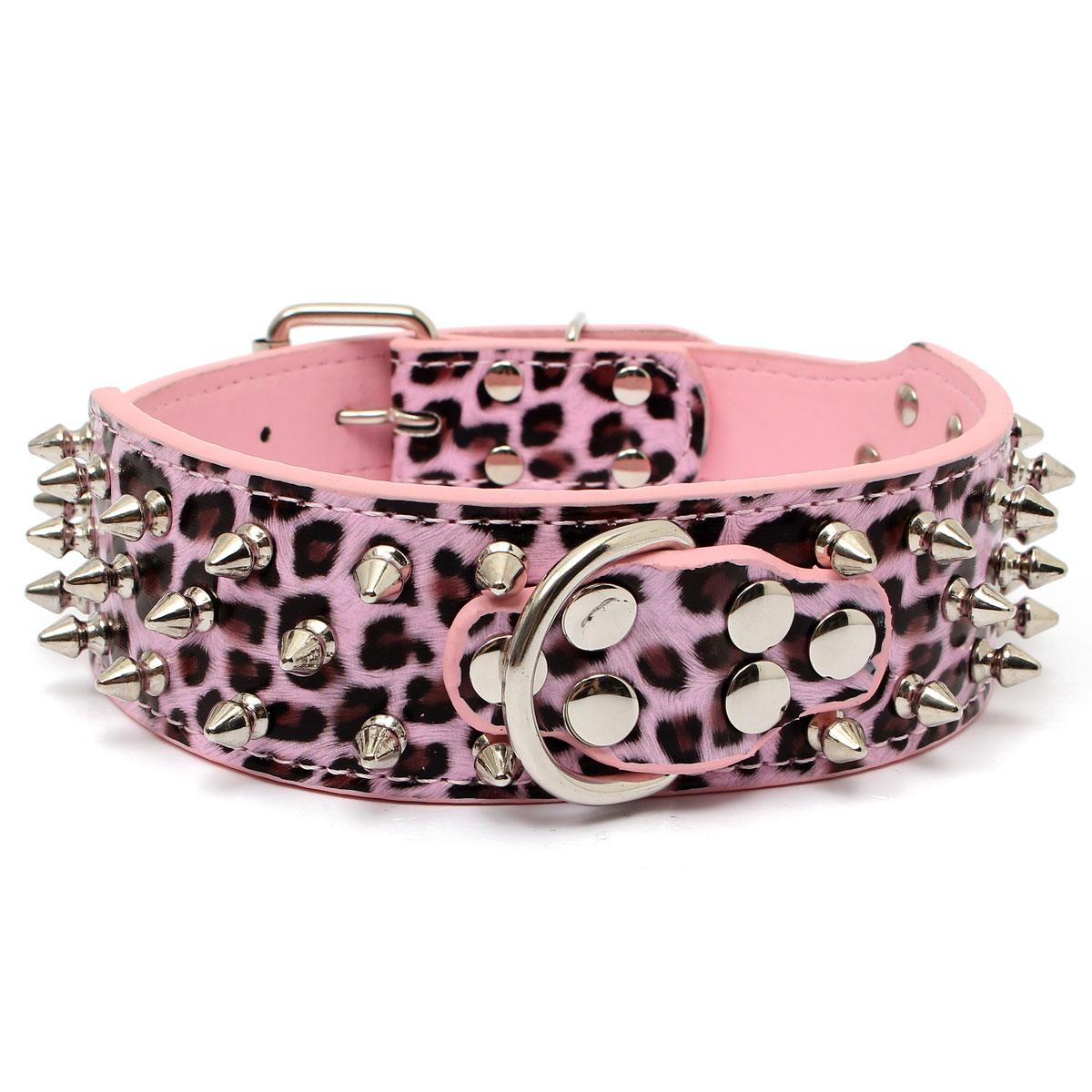 pink leopard dog collar