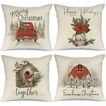 red christmas pillow covers