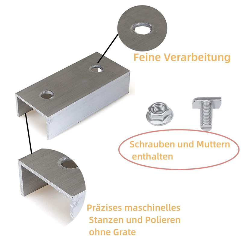 Aluminium Material PV Solar Panels Solar Module Rail Connector for Mounting Photovoltaic Mounting Rail Pack of 2. 