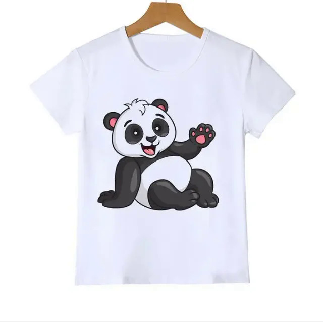 Cute best kids T-shirt funny panda animal collection cartoon pattern summer t shirt for boys/girls white short sleeve tops. 
