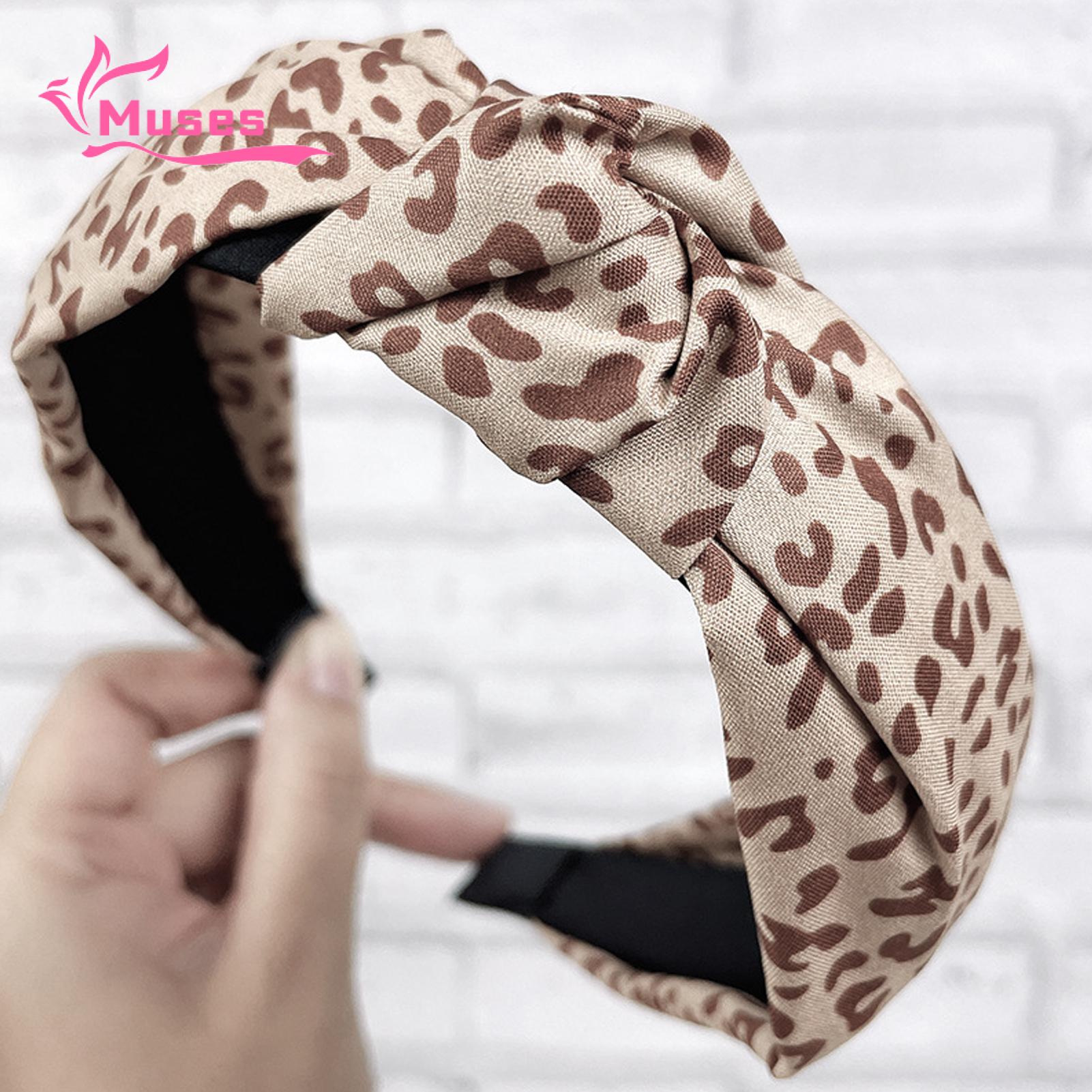 Muses Mall Wide Leg Headband Leopard Print Heart Knot Hairband Retro Anti-slip Hair Accessory for Women Women Headband. 