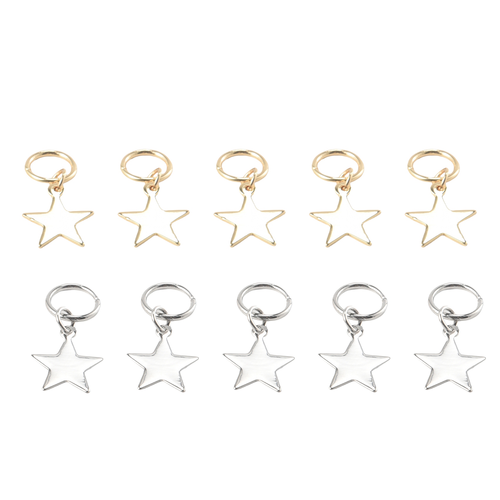 10pcs Lady Girls Silver & Gold Star Hair Rings Braids Hair Clips