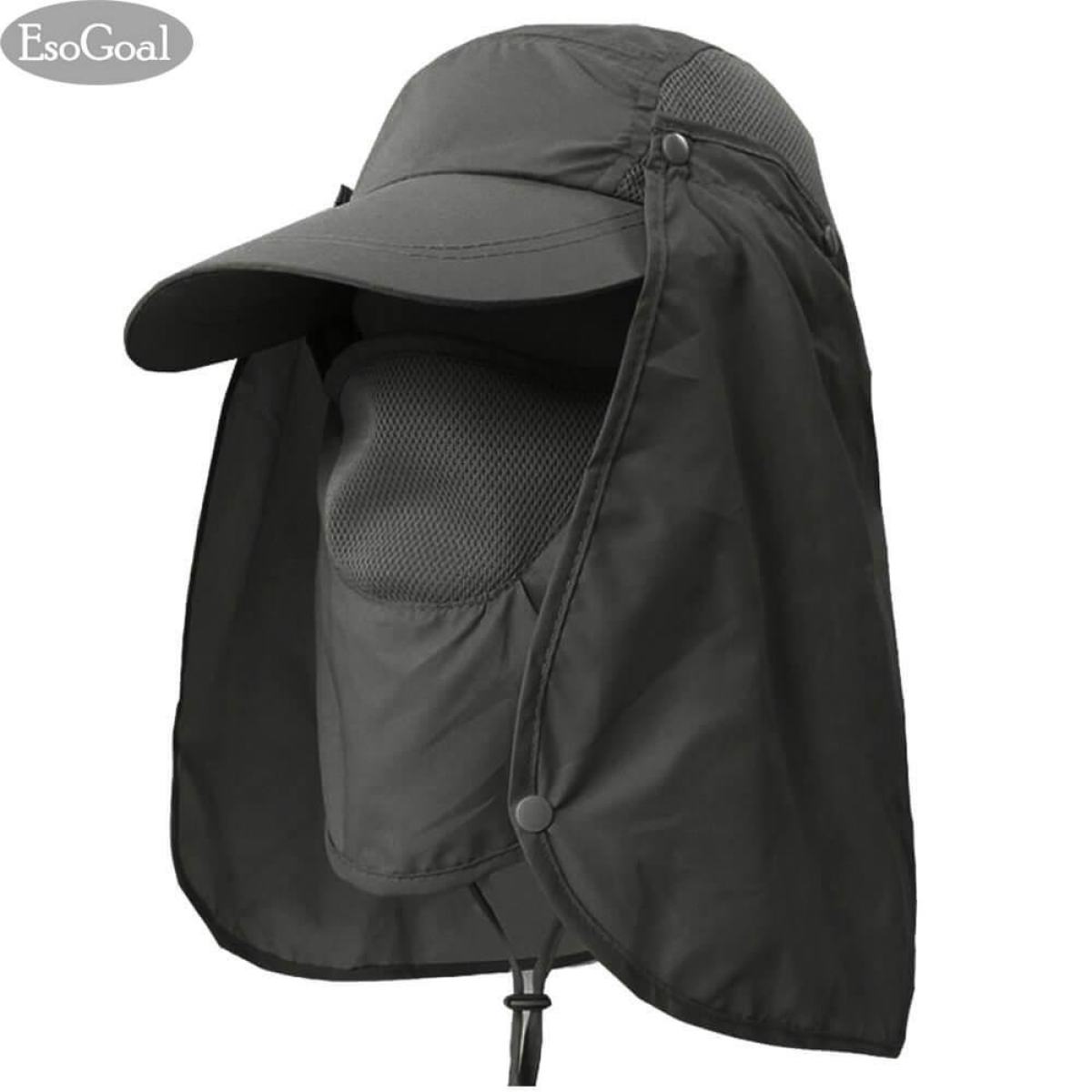 EsoGoal Summer Sun Hat Protection Caps Flap 360°Outdoor Fishing Hats With Removable Neck Face Flap Cover, UPF 50+ For Men And Women. 