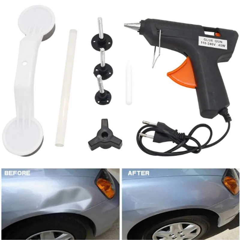 Pops A Dent Vehicle Repair Kit with Large Glue Gun and Glue Sticks Damage Repair Tool Kit Car Auto Damage DIY Pops A Dent and Ding Repair Panel Bodywork Puller Tool Kit