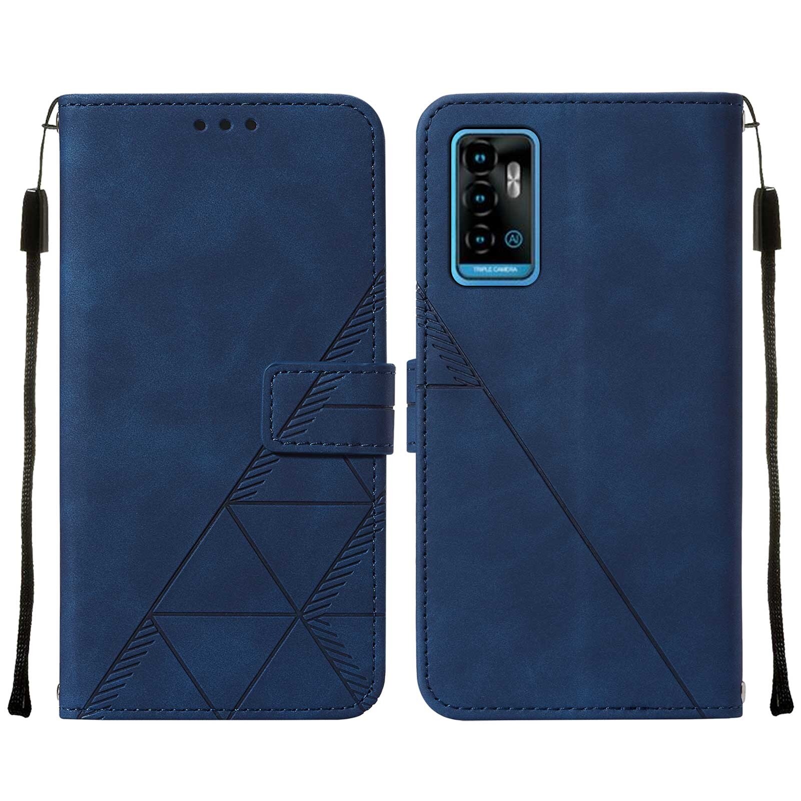 lthmy for ZTE Blade A71 case slim Embossed PU Leather Flip Stand Wallet Card Slots Cover