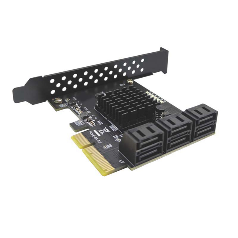 SATA PCI E Adapter 6 Ports SATA 3.0 to PCI Express X4 Black Expansion Card SATA3.0 PCIe PCI-E SATA Controller for HDD. 