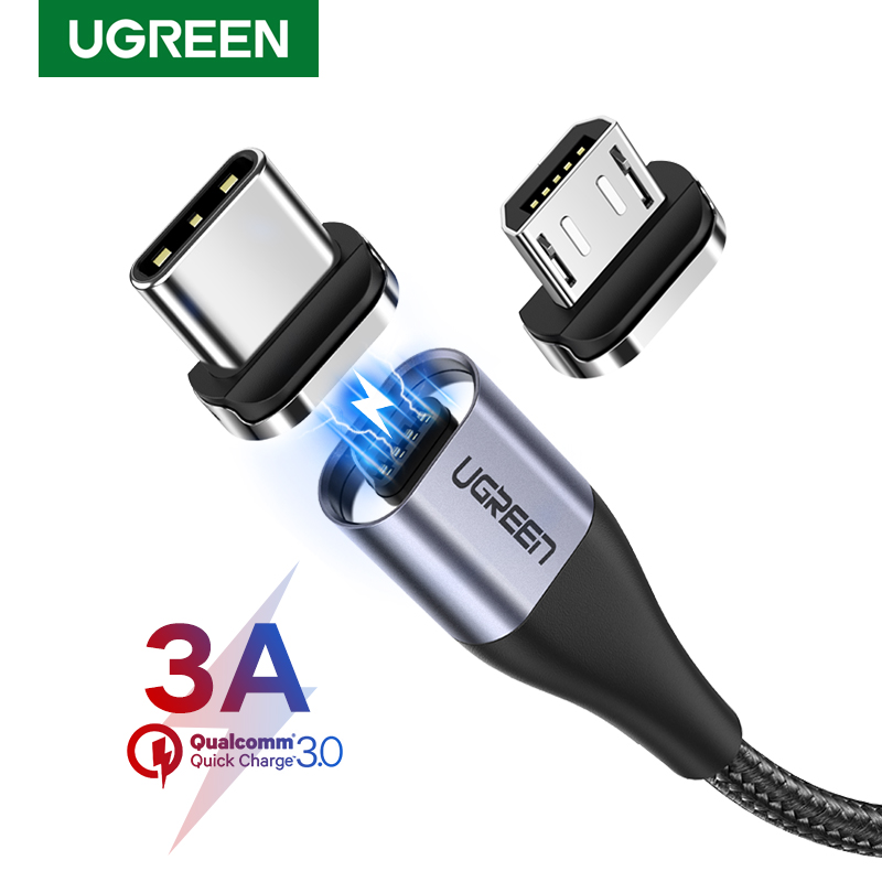 UGREEN 1 Meter Magnetic USB Cable Fast Micro USB Type C Cable for Xiaomi Redmi Note 9S Xiaomi Redmi Note 9S Samsung Xiaomi Huawei Nova 3i 5T ASUS Zenfone 2 OPPO VIVO Magnet Charger Microusb Cable. 