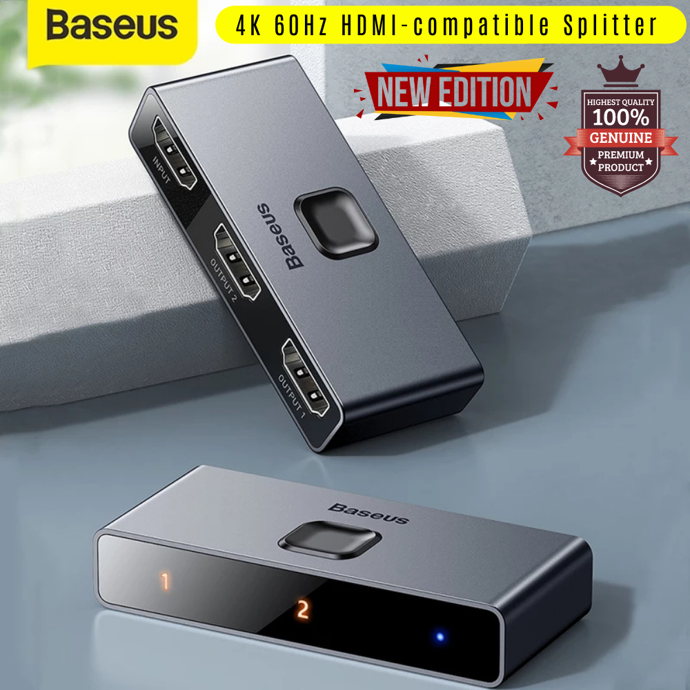 Baseus 4K 60Hz HDMI-compatible Splitter 2 Ports Bi-Direction Switcher 1x2 / 2x1 Adapter 2 in 1 out Converter HDMI-compatible Switch For PS4 BOX. 