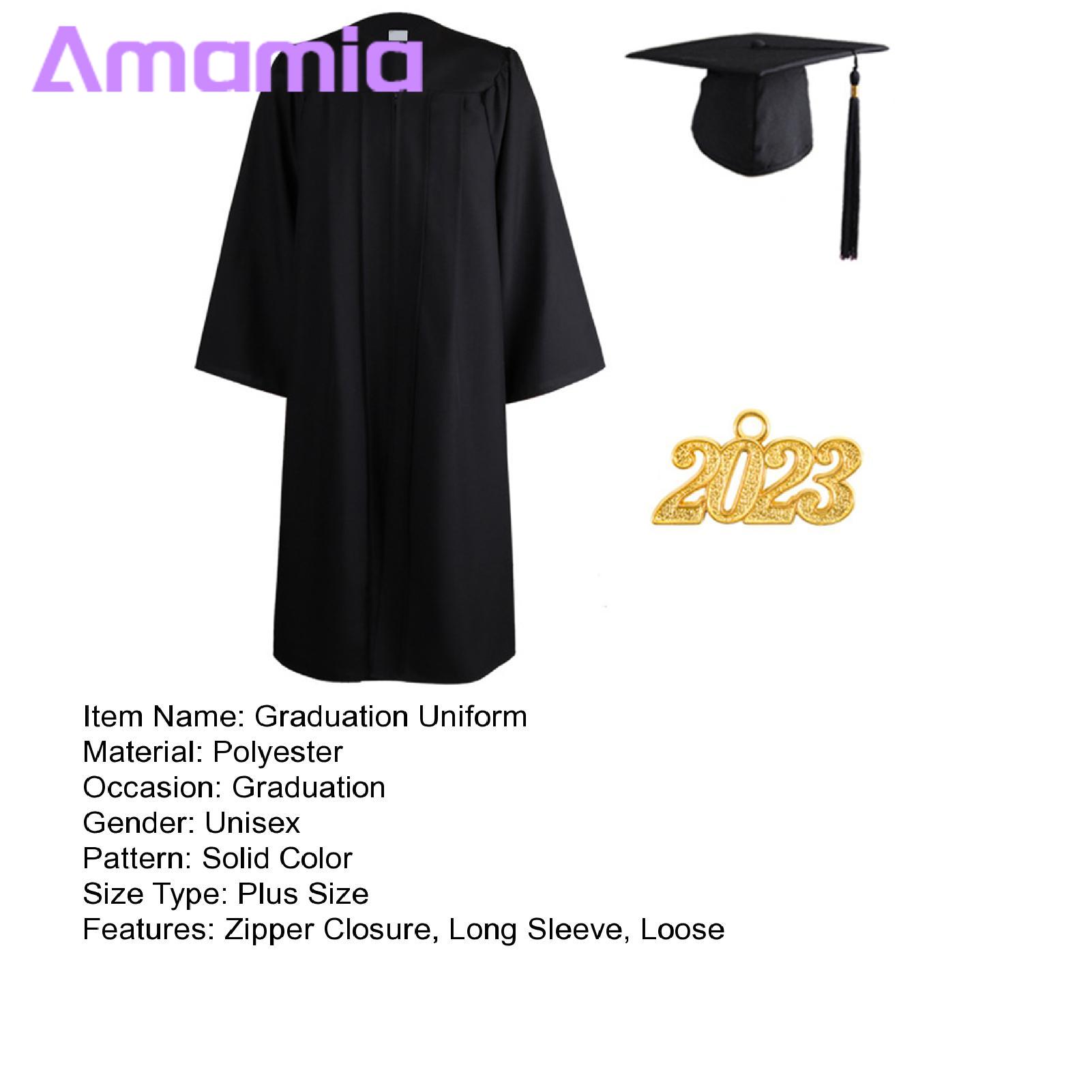 Academic Dress Long Sleeve High School Degree Robe Graduation Gown Top Hat. 