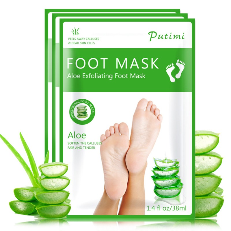 1Pair Aloe Vera Foot Mask Peeling for Legs Feet Mask Scrub Exfoliating Socks for Pedicure Anti Crack Heel Remove Skin Foot Patch. 