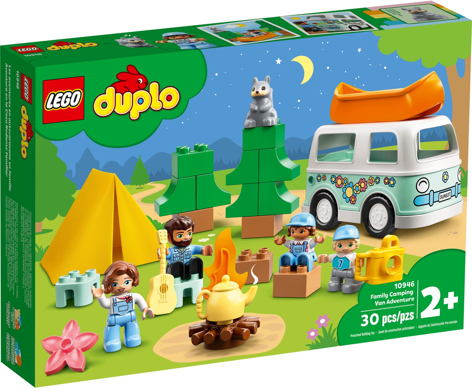 LEGO DUPLO Town Family Camping Van Adventure - 10946 - Playing and Learning Blocks for Toddlers and Kids - New 2021 - (30 Pieces). 