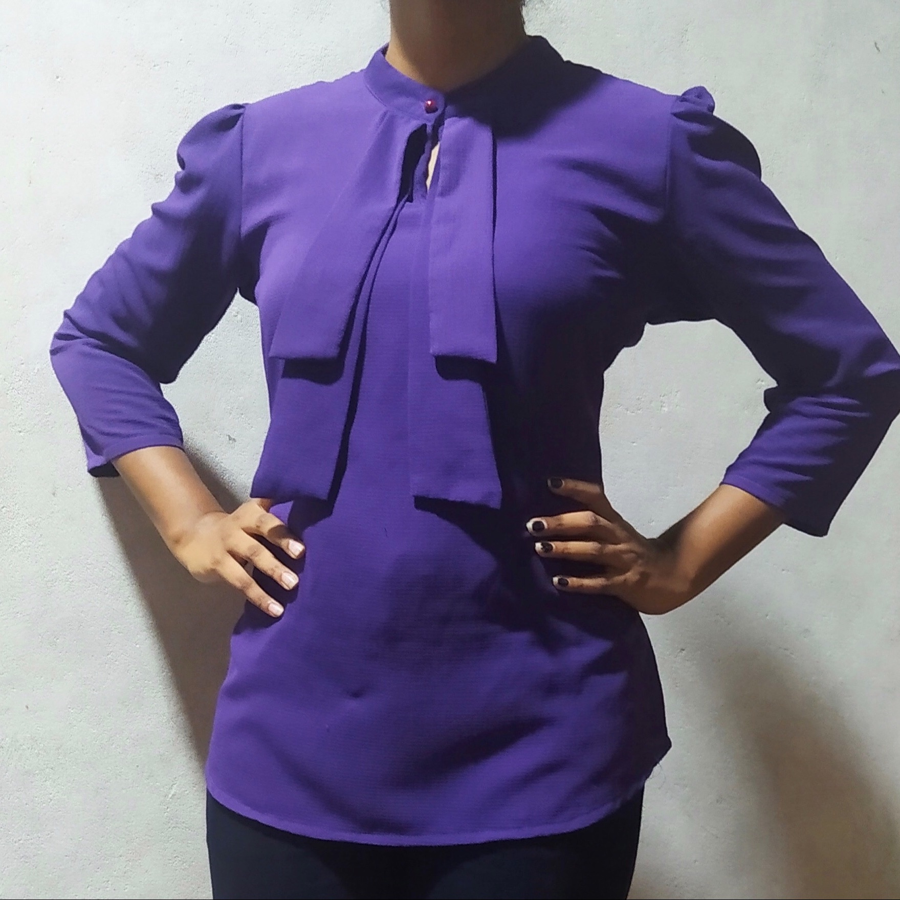 Women Girls High Neck Office Blouse 