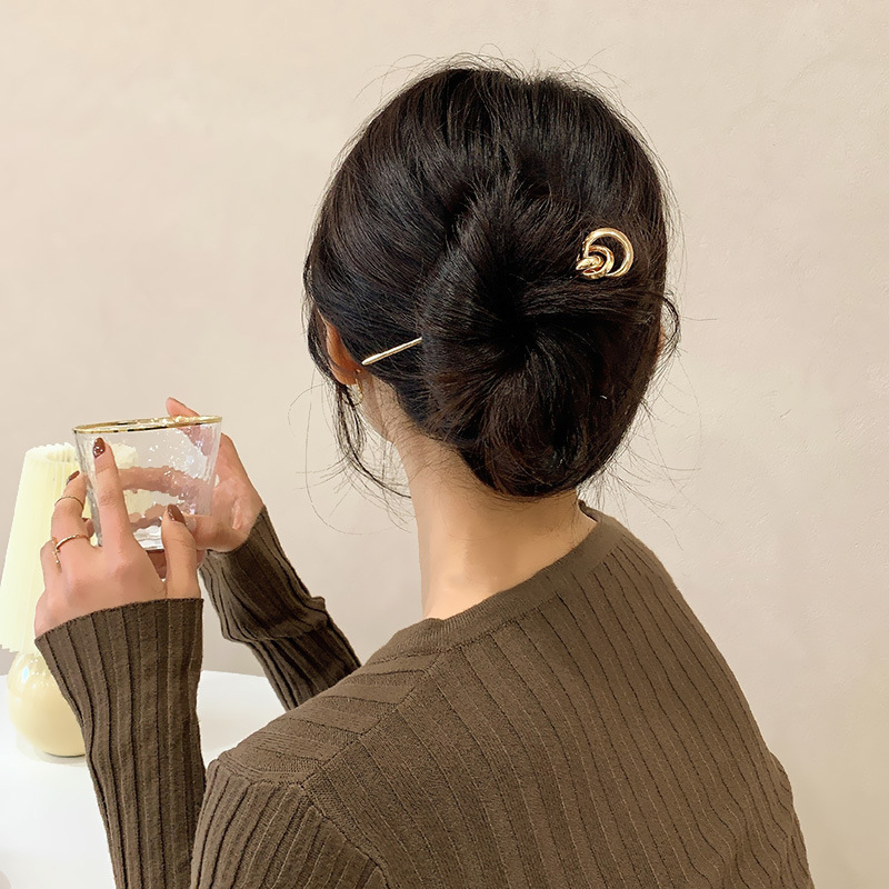 Koren Hair Hairpins for Women Gold Fork Disk Barrette Clip Hair Sticks Headwear ANLAN. 