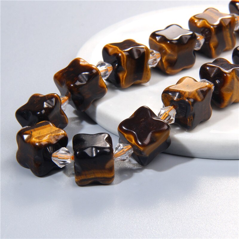 Four Leaf Shape Natural Mineral Stone Cube Beads Amethysts Citrines Square Bead For Jewelry Making Necklace Bracelet Accessories. 