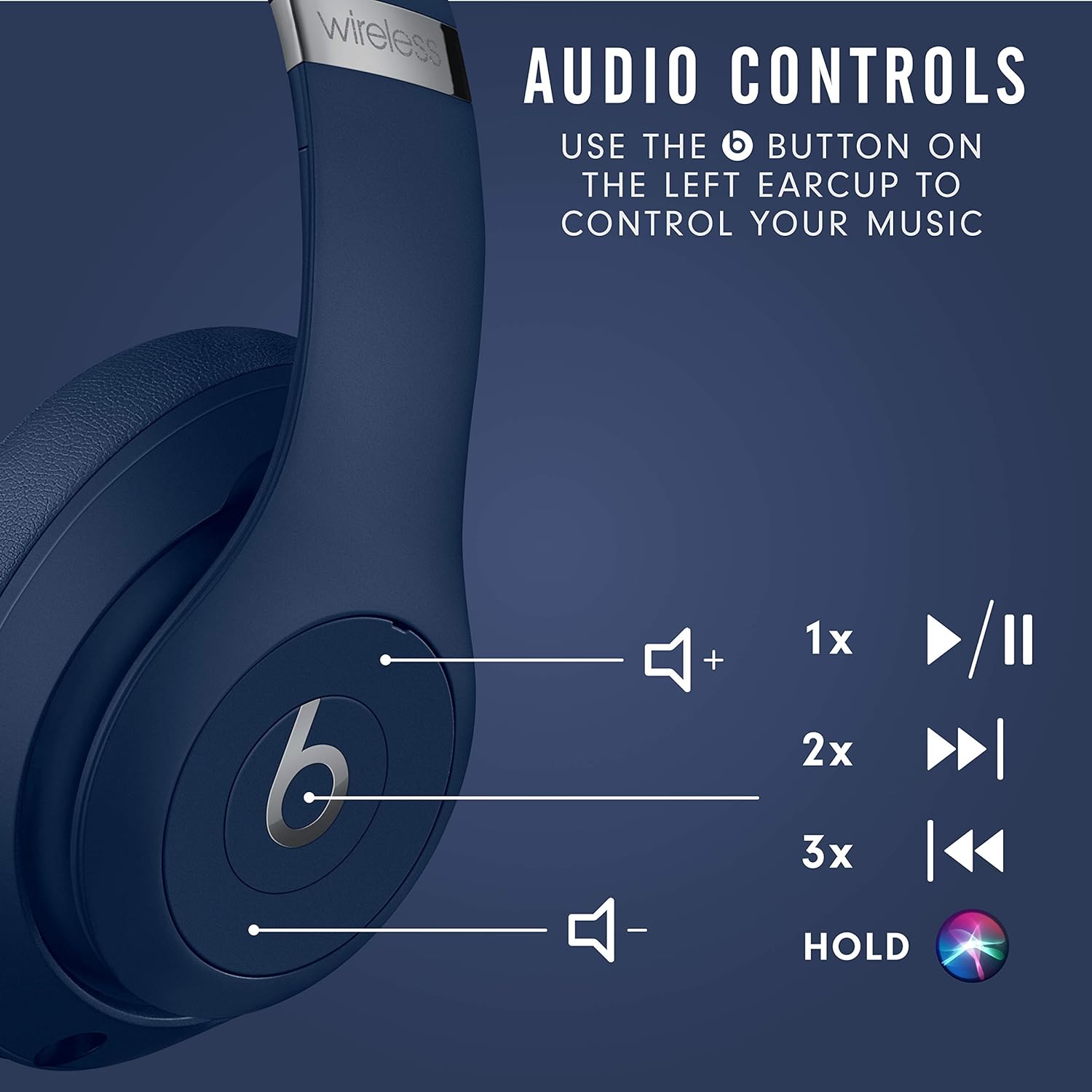 Beats Studio 3 AAA+ Grade (High Copy) Bluetooth 4.0 Wireless Headphone With Mic High-Quality Bass Sound Rechargeable Battery Comfortable Wearing Foldable Blue On-Ear Durable Headphone. 