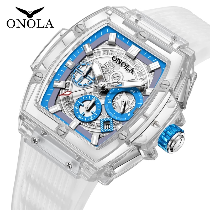 ONOLA Brand Fashion Business Leisure Sports Quartz Square Luxury Analog Men's Watch. 