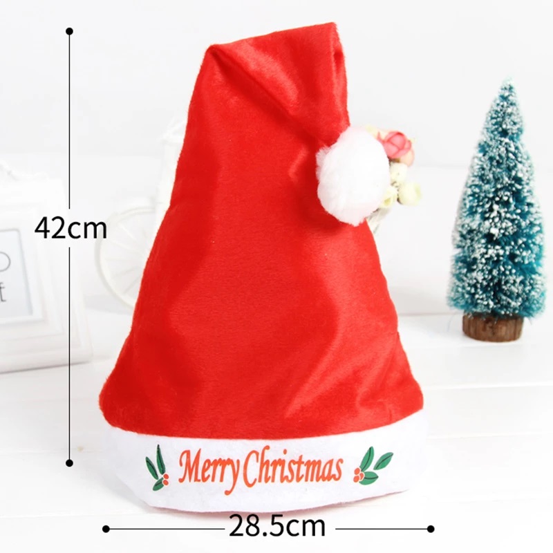 Christmas Hat Party Adult Santa Hat Printed Red And White Xmas Cap For Santa Claus. 