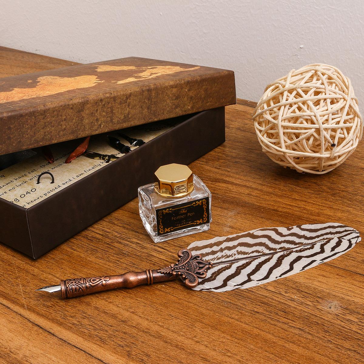 Vintage Style Calligraphy Plume Feather Pen Quill 3 Nib Dip Pen Holder Writer. 