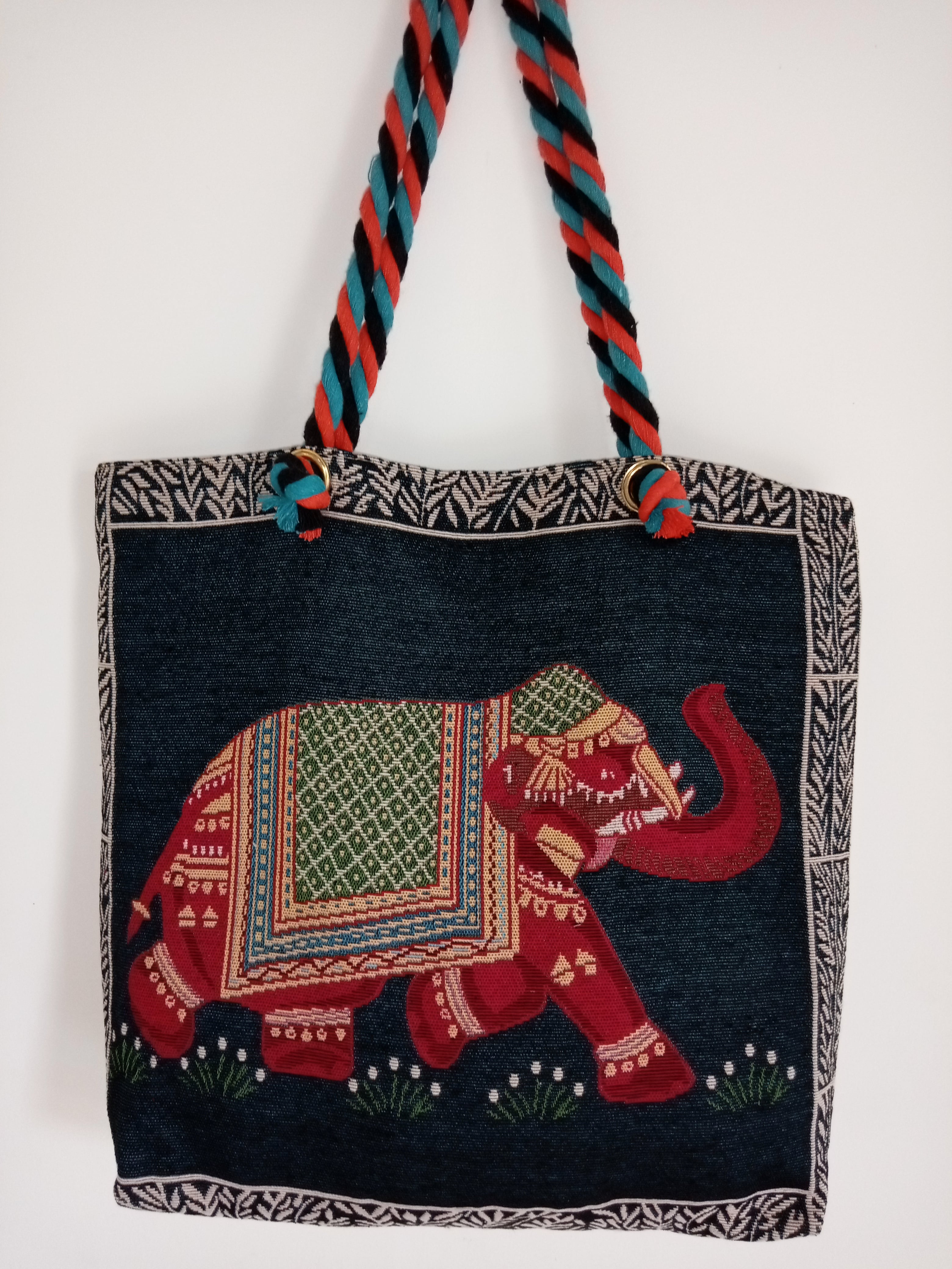 Sri Lanka Eleph Bag Hand-Painted Tote Bag Elephant In Sri Lanka T0073