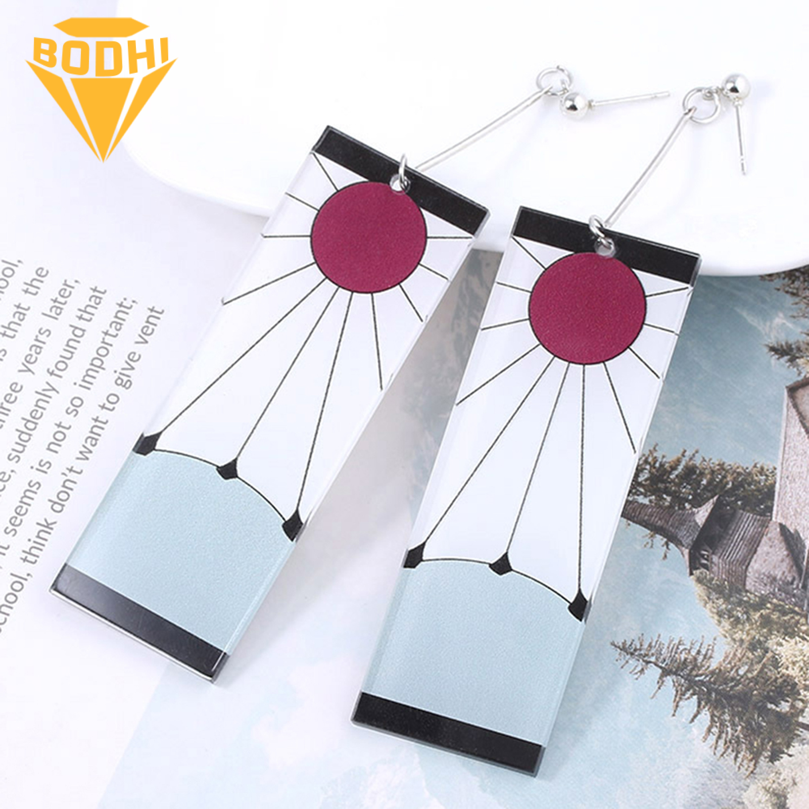 Stud Earrings Rectangle Drop Anime Design Acrylic Anime Jewelry Accessory Earrings for Daily Wear. 