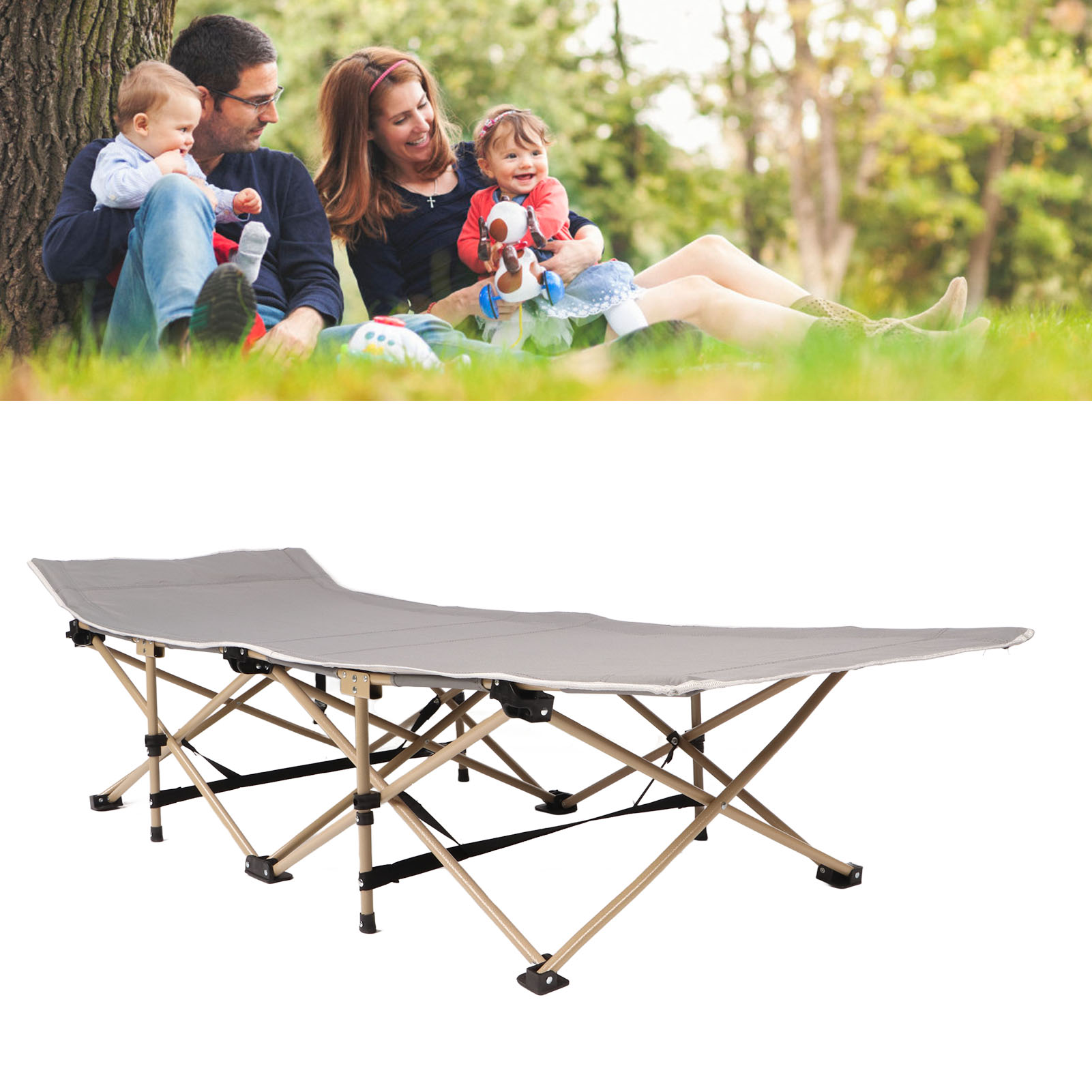 Sleeping Cots Bed Folding Guest Bed Portable Stable Support Versatile Comfortable Breathable Fabric for Office. 