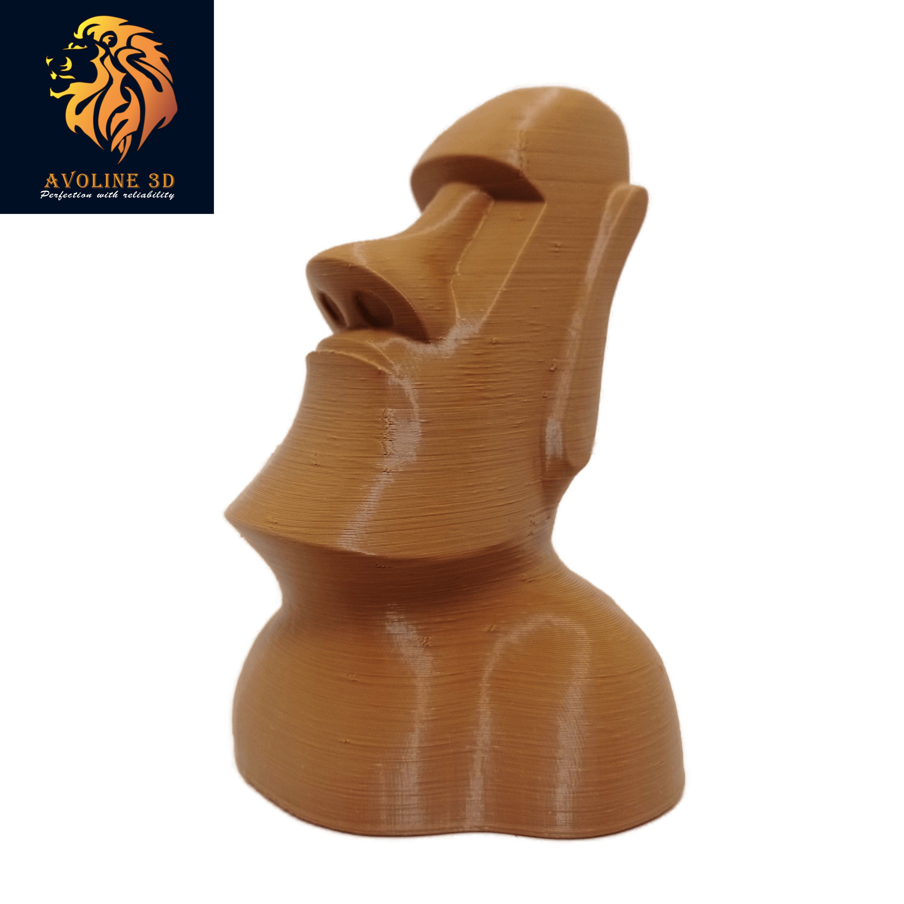 3D Printed Moai Statue - Silver Color - PLA - 120mm Height. 