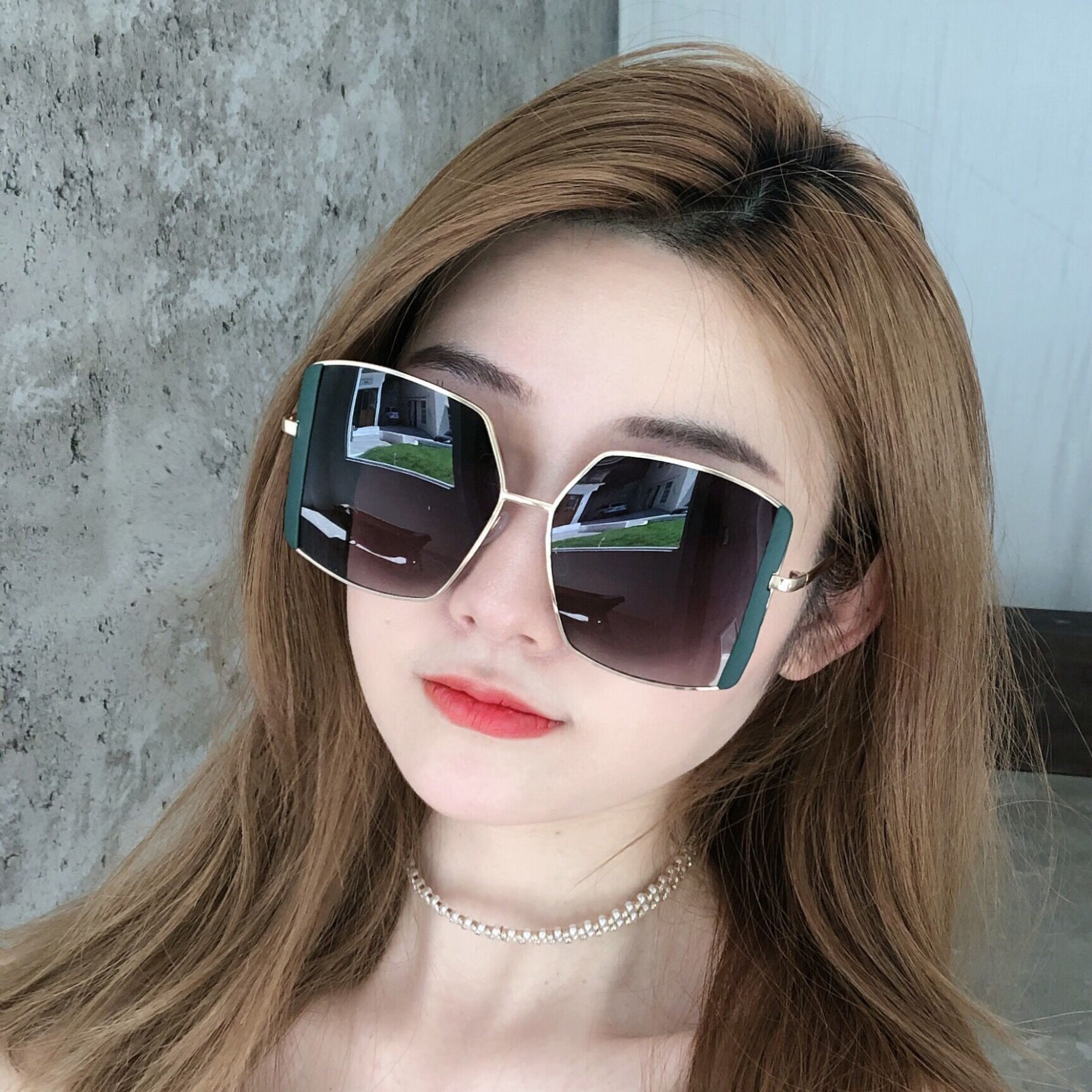 Korean version of the new big box square tide online celebrity sunglasses female face shading street sunglasses.. 