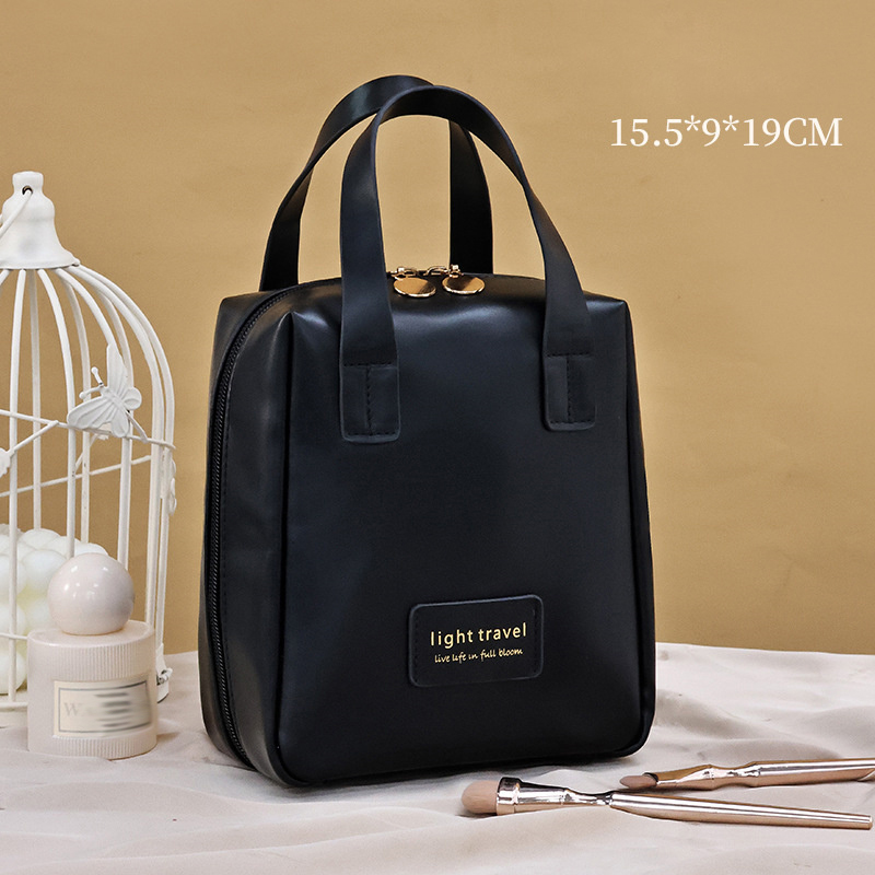Pu Makeup Bag With Handle, Multi-functional Makeup Bag, Waterproof Portable Multi-layer PU Toiletries Cosmetics Storage Bag. 