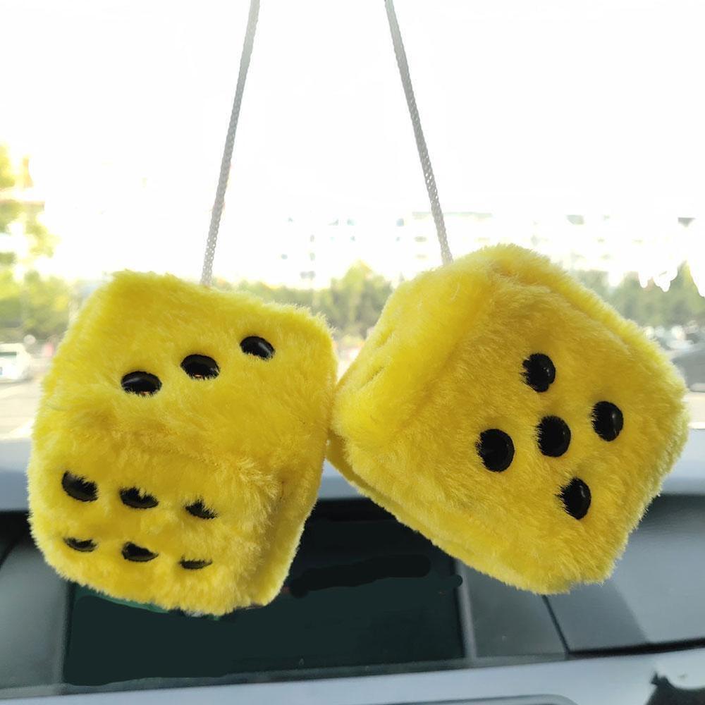 Spotty Car Dice Ornament Stylish Soft Decorative Rearview Mirror Dice Fluffy Furry Fluffy Dice for Car Accessory Vehicle Decoration Mirror Charm Gift Item Home Decor. 