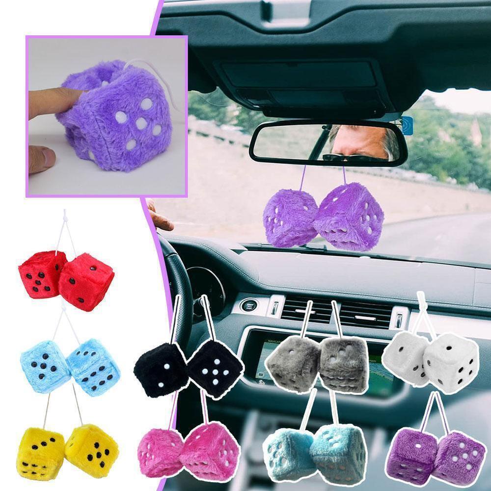 Spotty Car Dice Ornament Stylish Soft Decorative Rearview Mirror Dice Fluffy Furry Fluffy Dice for Car Accessory Vehicle Decoration Mirror Charm Gift Item Home Decor. 