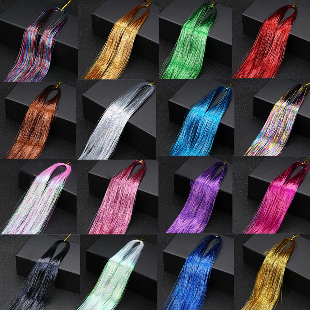 16 Colors Hair Tinsel Hair Dazzle Glitter Extensions Sparkling Shiny Hair Flairs Extensions Silk Fairy Hair Decoration. 