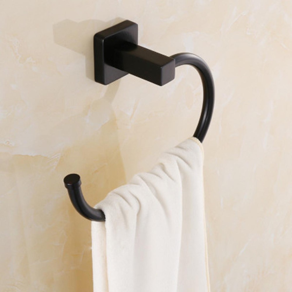 Towel Rack Matt Black Square Rail Tissue Roll Toilet Robe Hook Brush Holder Towel Rack Matt Black Square Rail Tissue Roll Toilet Robe Hook Brush Holder