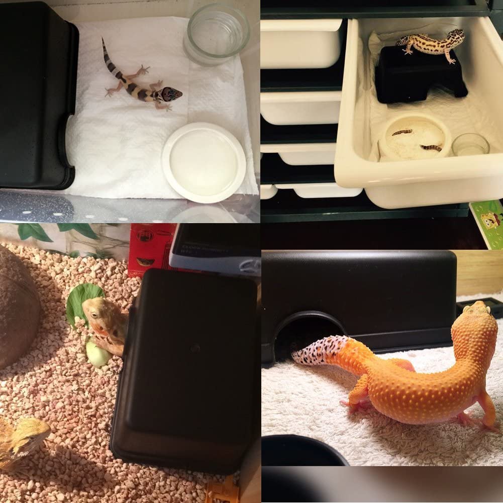 Reptile Hide Box Habitats Caves Hiding Snake Cage Box For Snake Lizards Gecko Black 2sizes. 