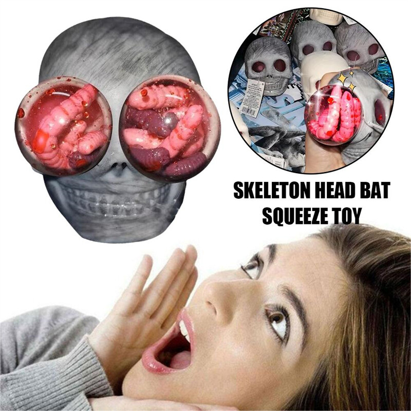 DENOSWIM New Gothic Squeeze Skull Toy Fidget Toys Halloween Skull Stress Ball Relieve Stress Children Vent Decompress Toy. 