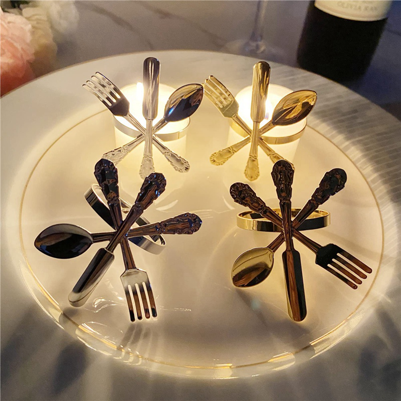 Knife and Fork Spoon Napkin Rings Holder for Christmas Party Silver. 