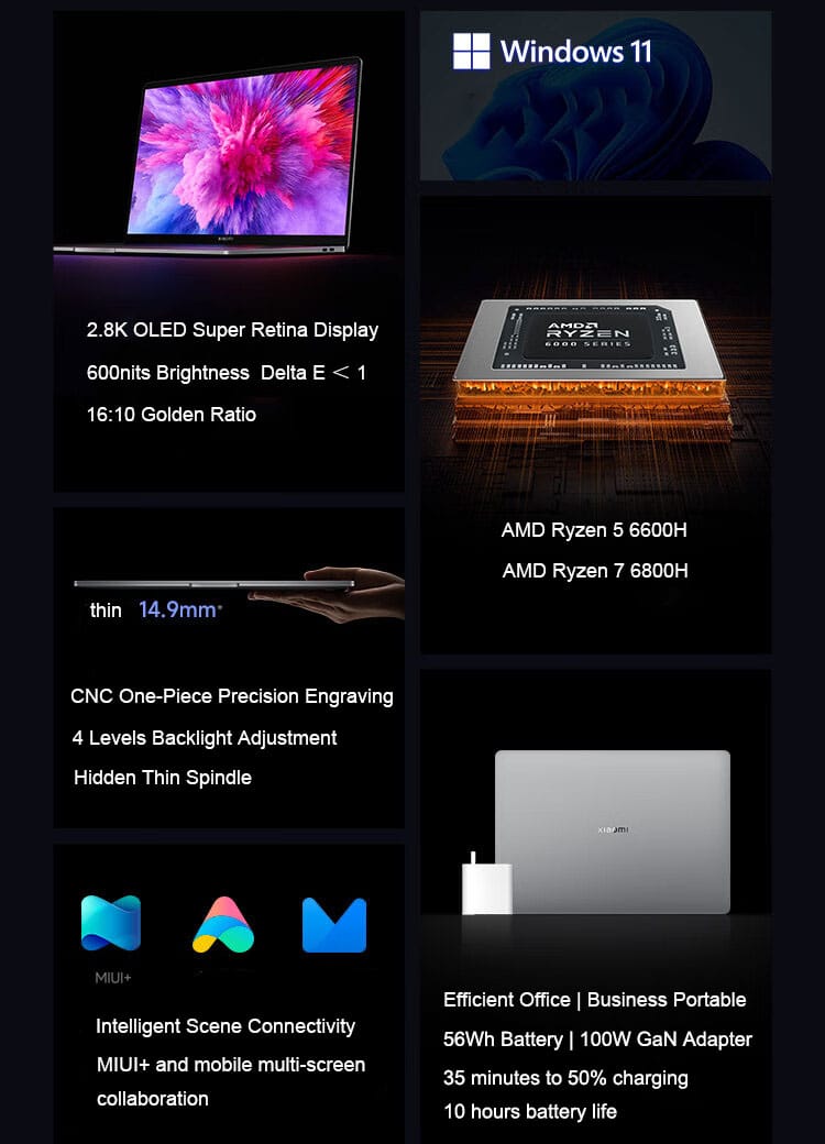 New Xiaomi RedmiBook Pro 14 Laptop AMD Ryzen 5500U Processor 16GB DDR4+512GB SSD 2.5K Super Retina Full Screen Notebook Xiaomi RedmiBook Pro 14 Laptop Global Version Ryzen AMD. 