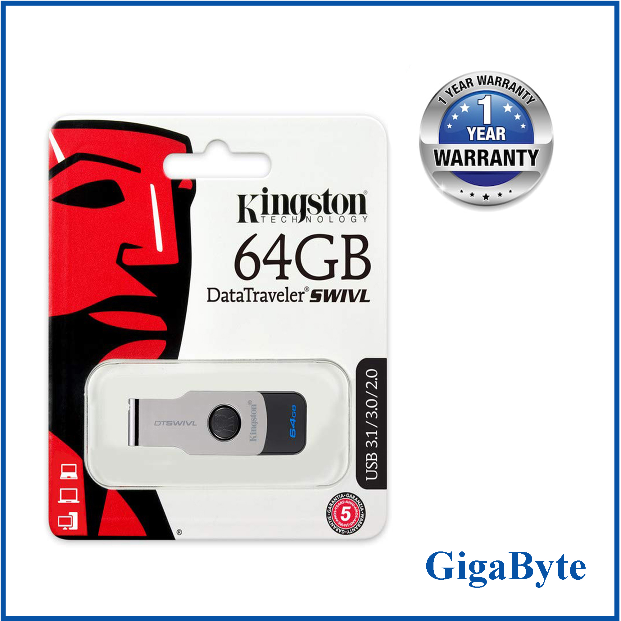 Kingston 64GB DTSWIVL USB Pen Flash Drive. 