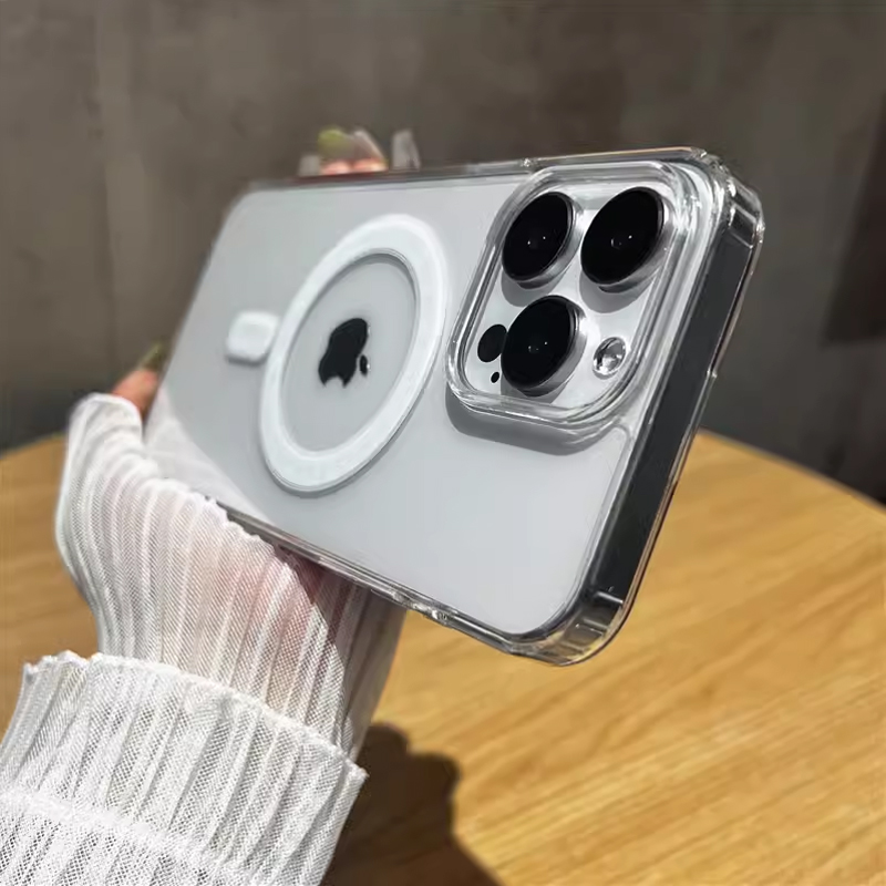 Clear For Magsafe Charge Case For Apple iPhone 16 15 14 13 12 11 Pro Max Plus Mini Magnetic Acrylic Transparent Cover