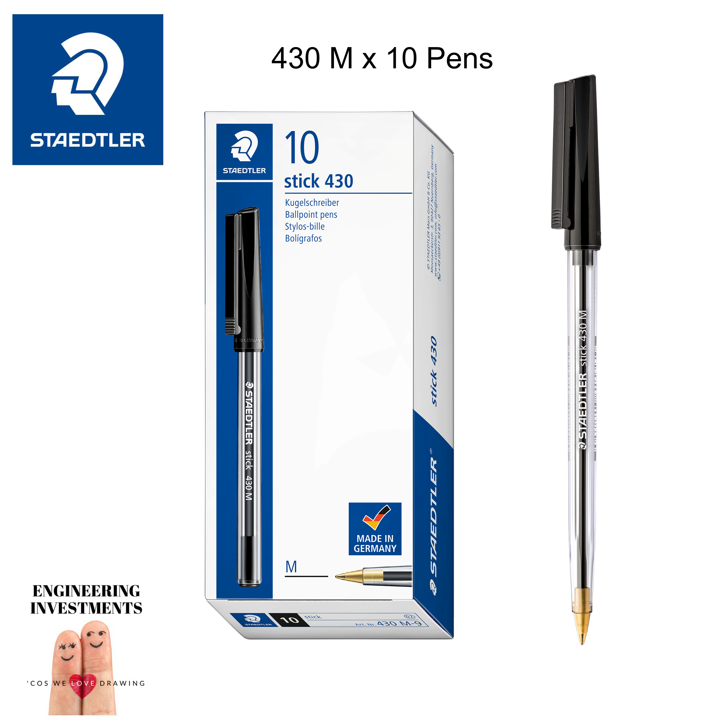 Staedtler 430 M-03 Penna A Sfera, Punta Media, Inchiostro Blu, Impugnatura Comoda