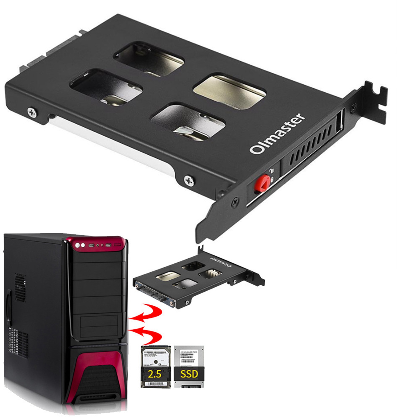 5X Pci Mobile Rack Enclosure Hard Disk Drive Case Box for 2.5 Inch Sata Hdd Adapter. 
