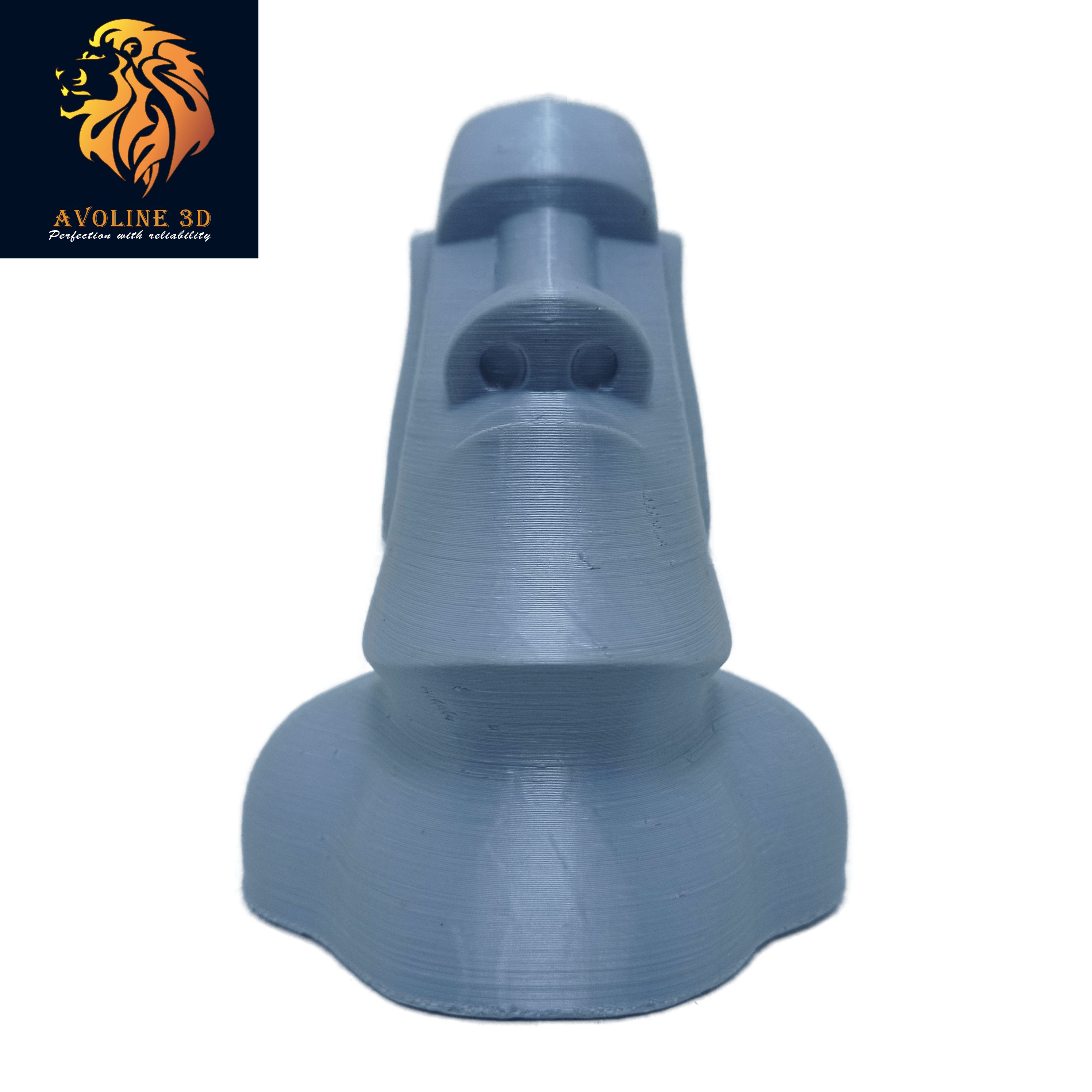 3D Printed Moai Statue - Silver Color - PLA - 120mm Height. 