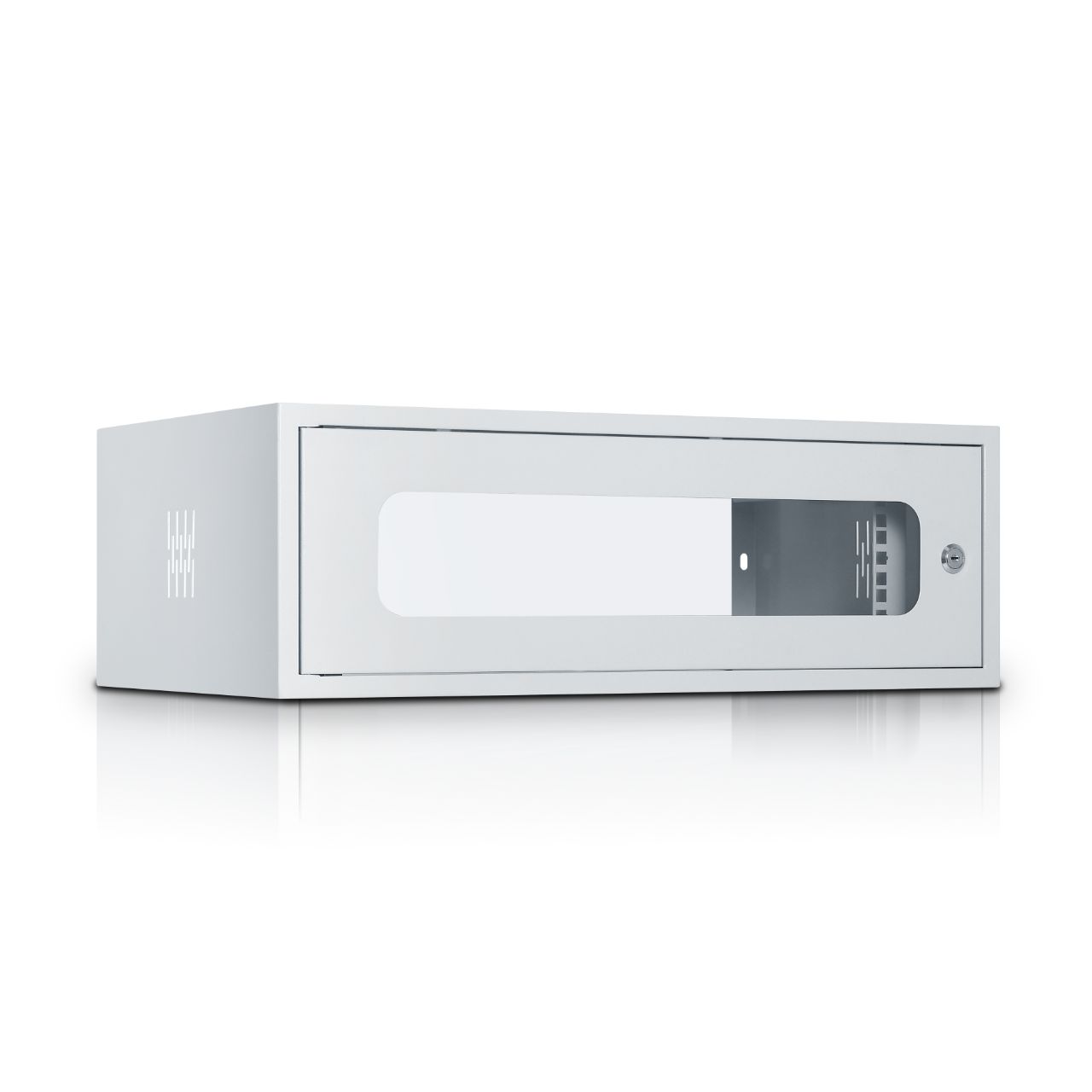 3U Network Rack Dimensions – 600(w)x200(h)x[350/425/600](d)mm Colour – White / Black Colour Code – RAL 9003 / RAL 9004 Finish – Powder Coated Texture Location – Indoor Application – Wall Mounted Rack Unit – 3 Material Type – Zn Coated. 