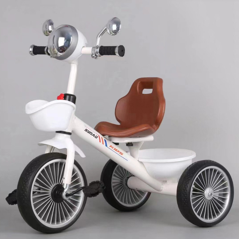 LazyChild 2024 New Creative Children's Pedal Tricycle Bicycle Push Stroller Baby Three-Wheeled Children's Bicycle with Music and Lights Model TS1988 White. 