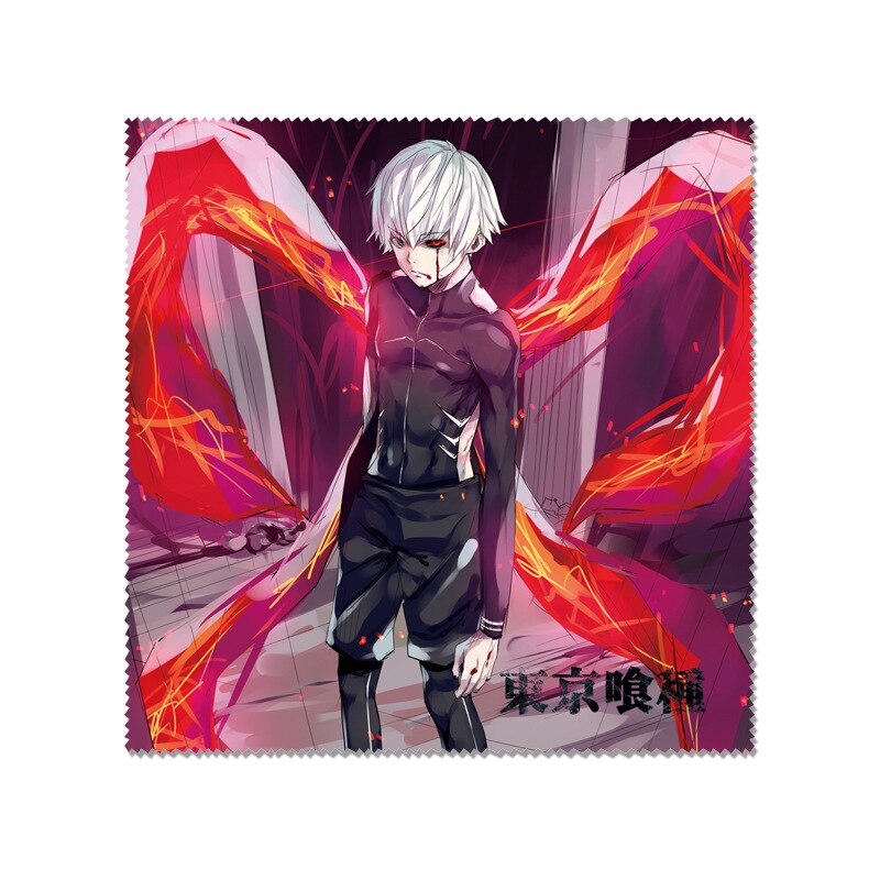 1PC 15x15cm Tokyo Ghoul kaneki ken Glass Cloth Eyeglass Cleaning Microfiber Lens Cloth. 