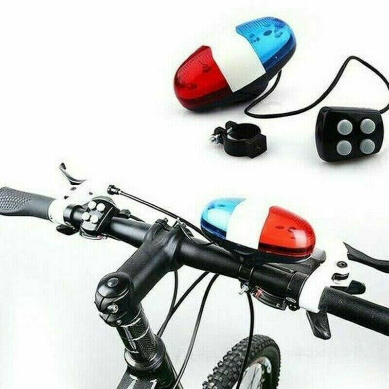 Bicycle Horn Electric Bike Police Siren Bell with 6 LEDs Lights
