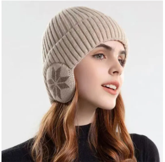 Fashion Winter Warm Woolen Hat with Fleece Ear Flaps, One Size. 